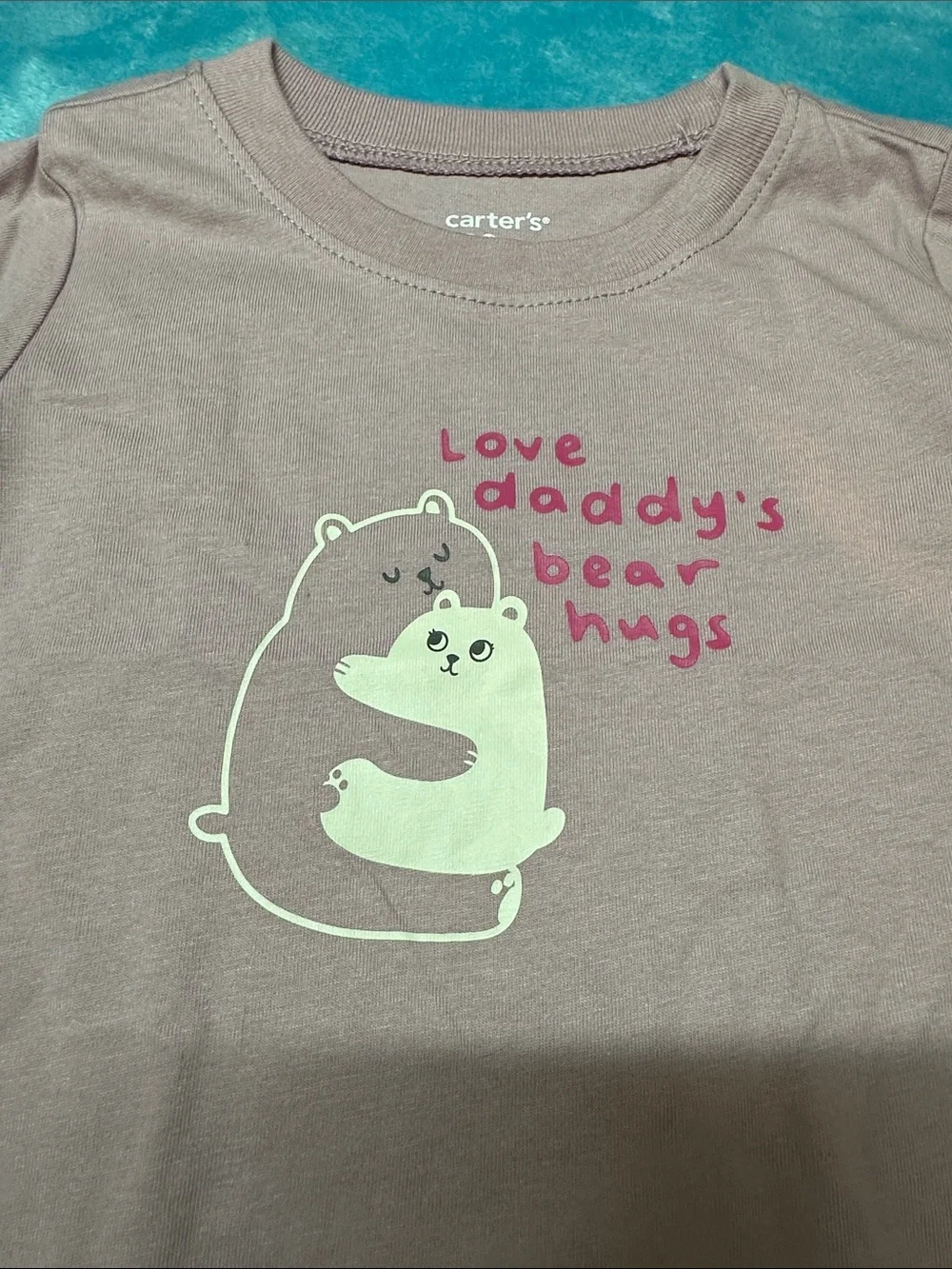 Carter's Mauve Long-Sleeve Baby One-Piece with Bear Hug Graphic